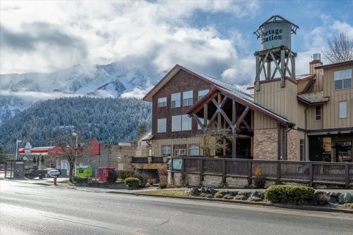 View of building exterior with a mountain view