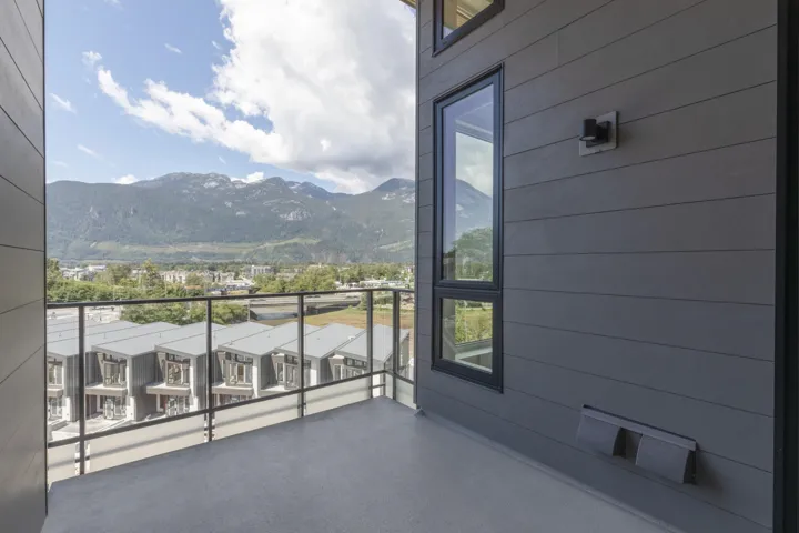 Balcony with a mountain view