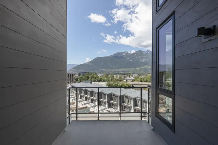 Balcony with a mountain view