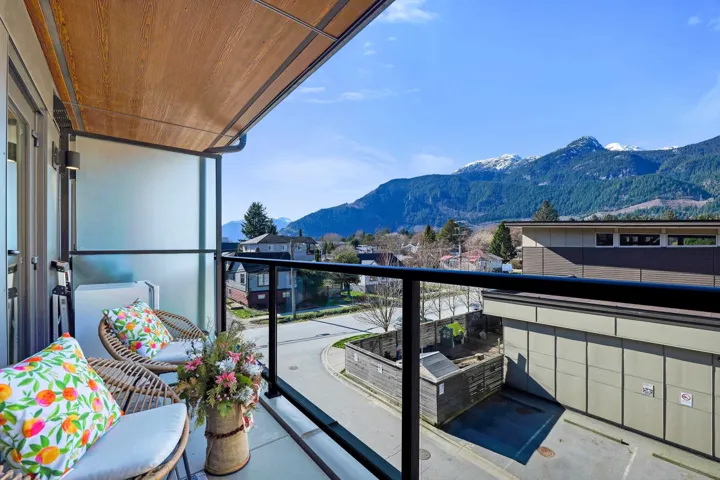 Balcony with a mountain view