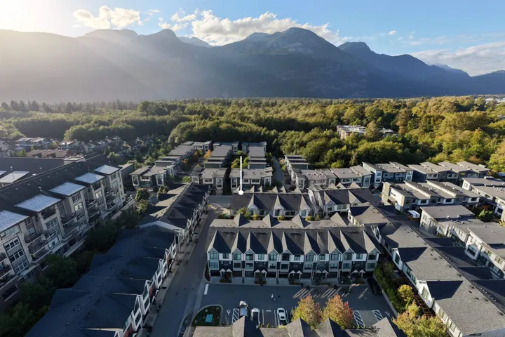 Drone / aerial view of a mountainous background