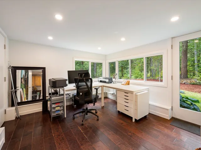 Office featuring recessed lighting and dark wood finished floors