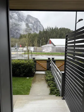 Exterior space with concrete floors and a mountain view