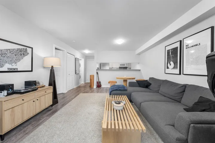 Living area featuring dark wood finished floors
