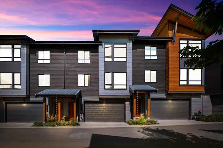 Contemporary home featuring a garage