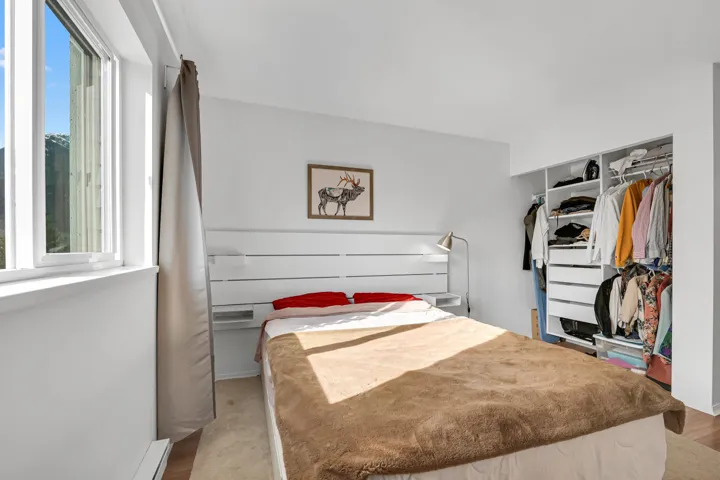Bedroom with multiple windows