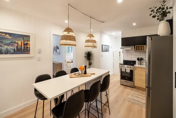 Dining area featuring recessed lighting, light wood-type flooring, and baseboards