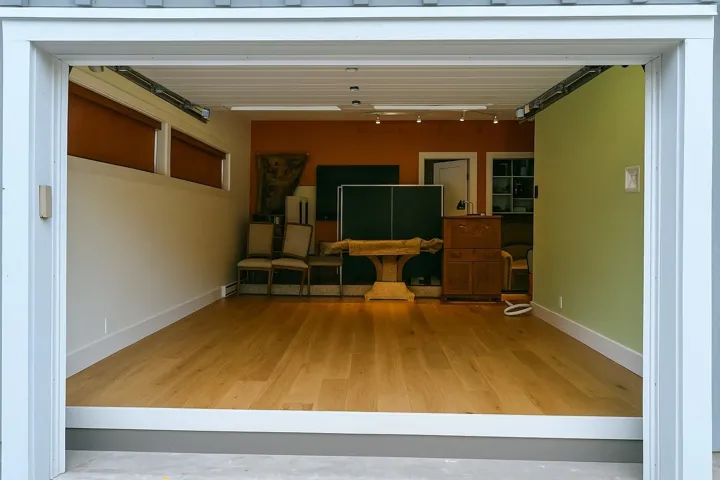 This newly rebuilt garage offers flexibility to use this area as a flex room, games room, gym or take out the flooring and park your car.  Although ample parking outside too!