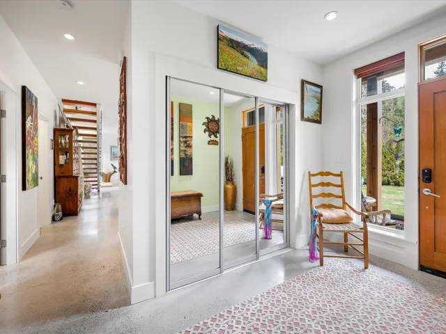 Interior space featuring baseboards, recessed lighting, and light speckled floor