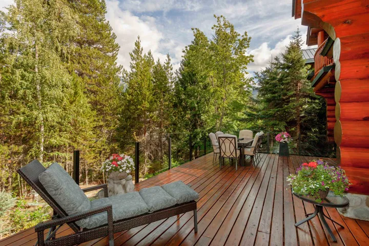 Wooden terrace with outdoor dining space
