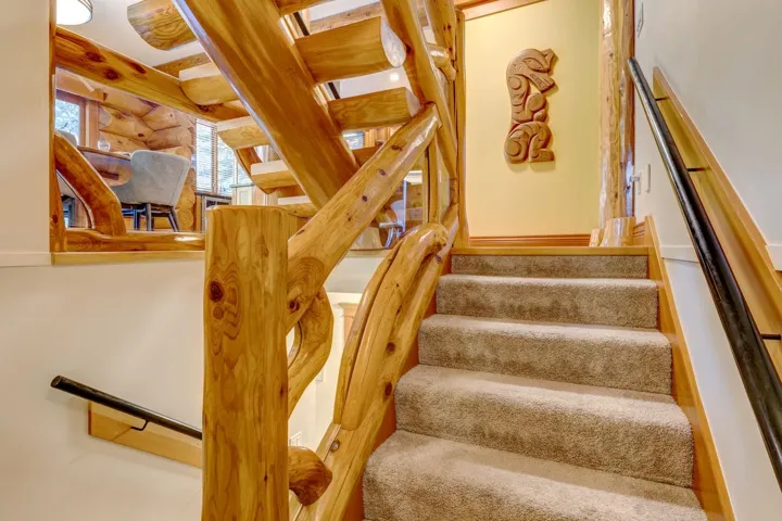 Stairs with rustic walls