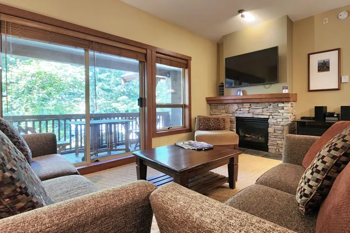 Living room featuring a fireplace