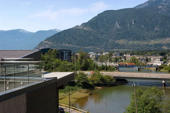 Mountain view featuring a large body of water