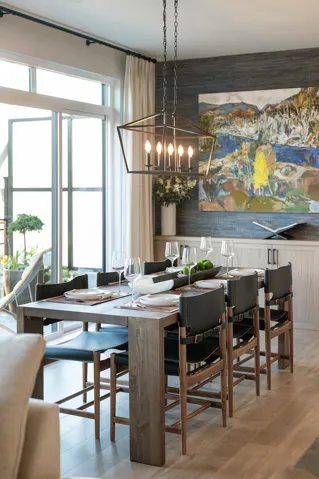 Dining area featuring light wood-finish flooring