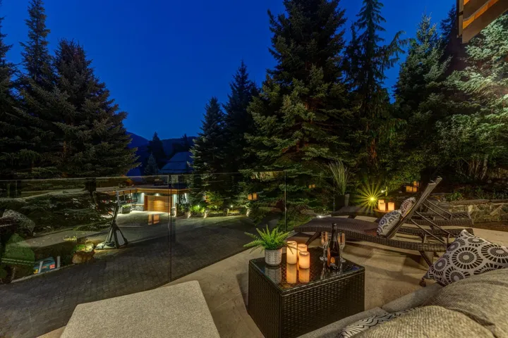 View of patio at night