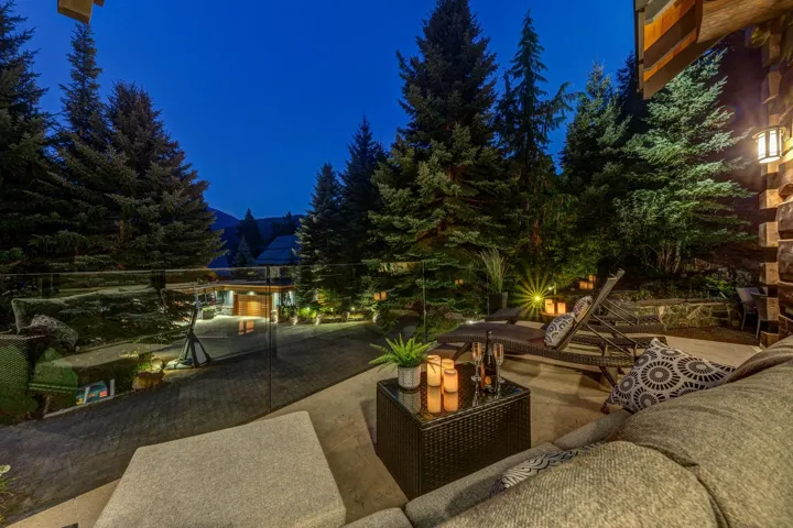 View of patio at twilight