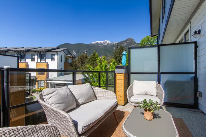 Balcony with a mountain view