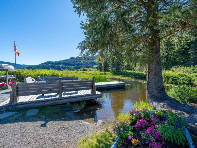 Dock area featuring a water view and a forest view