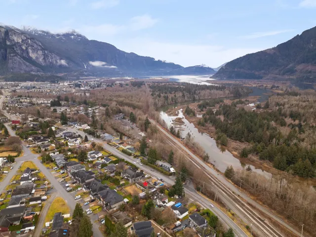 Bird's eye view with a mountain view