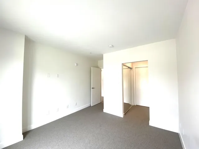 Unfurnished bedroom featuring carpet and a closet