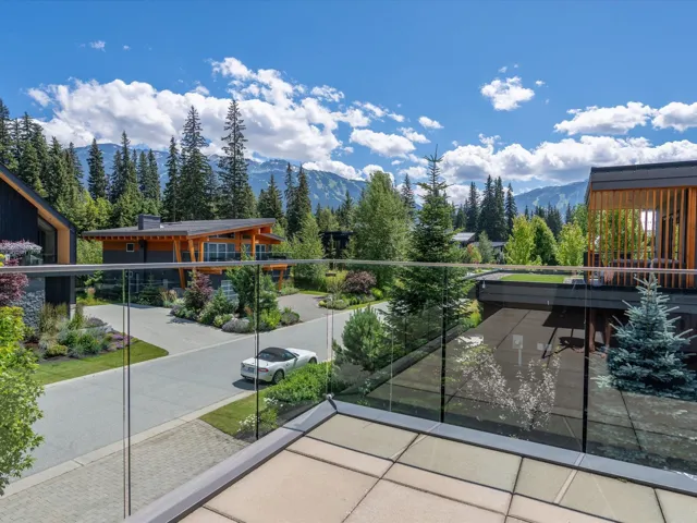 Balcony with a mountain view