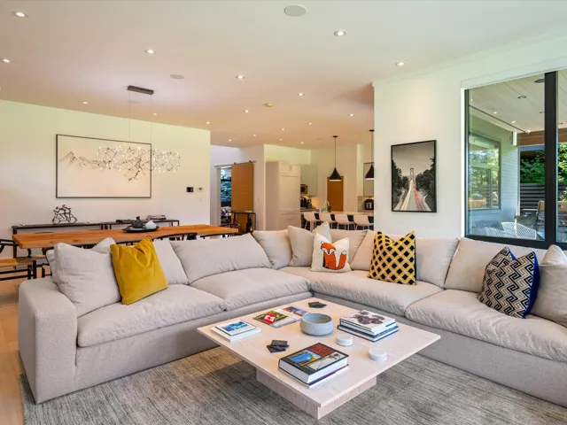 Living area with recessed lighting
