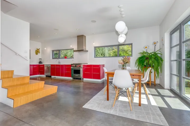 Dining room with concrete floors
