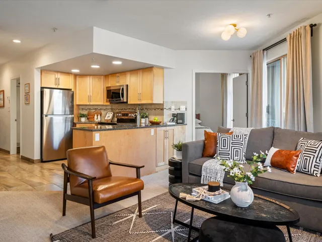 Living area with recessed lighting