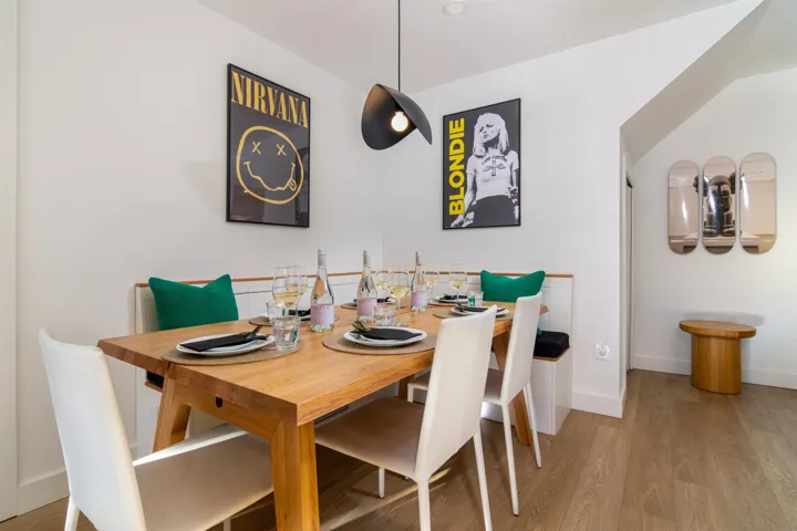 Dining room with light wood-style flooring