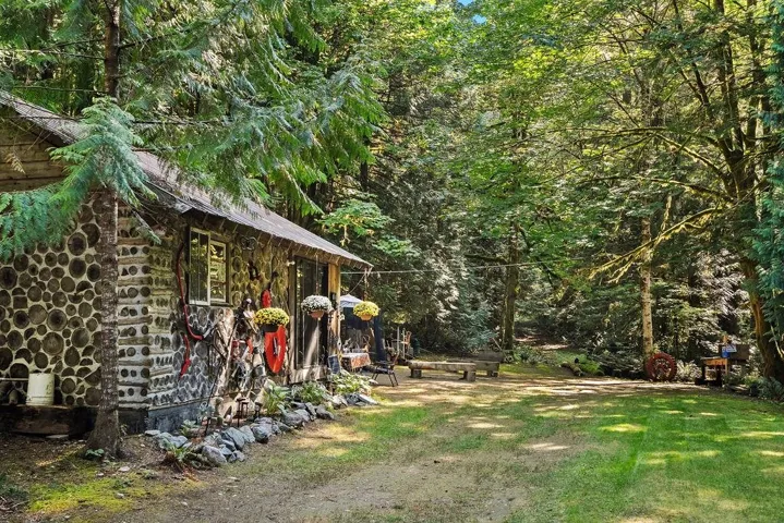 View of yard with a wooded view