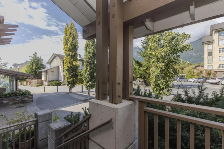 View of patio / terrace with a mountain view