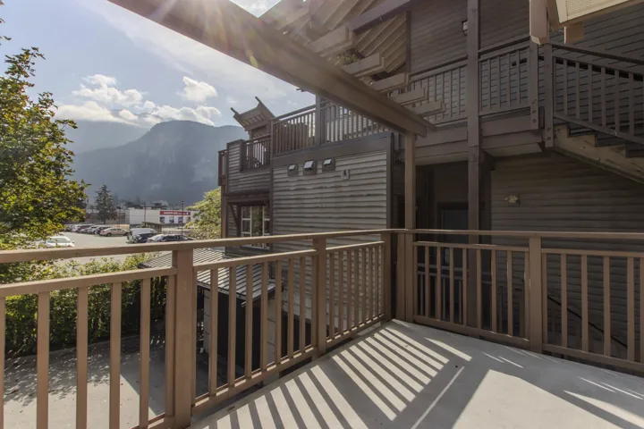 Balcony with a mountain view