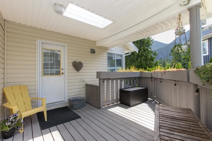 Wooden deck with a mountain view