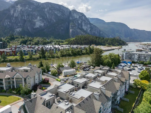 Drone / aerial view of a water and mountain view