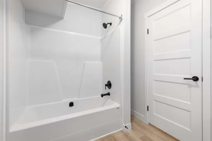 Bathroom with easy care tub / shower combination.