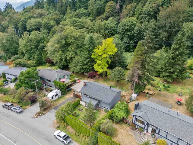 Aerial view of a heavily wooded area