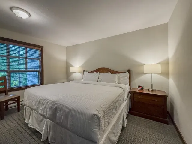 Bedroom with dark carpet