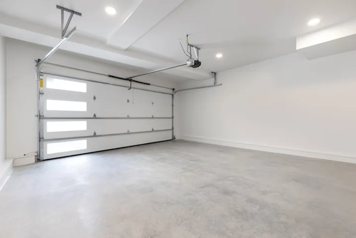 Garage with recessed lighting
