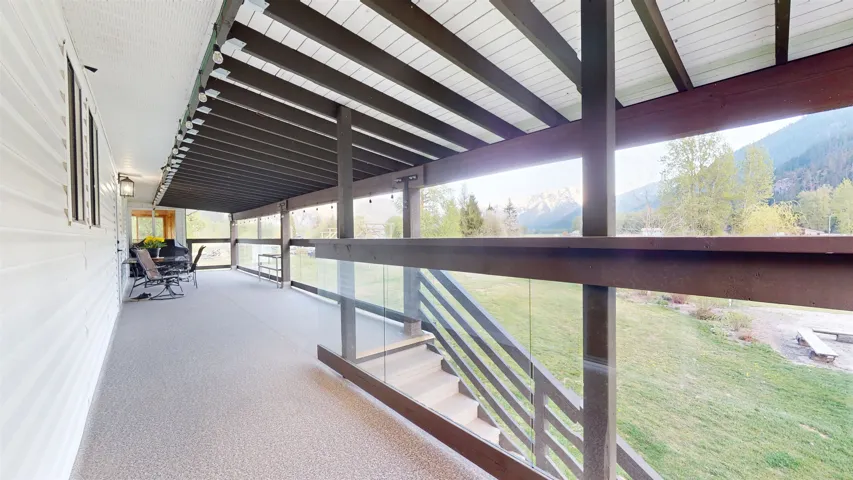 Interior space with a mountain view