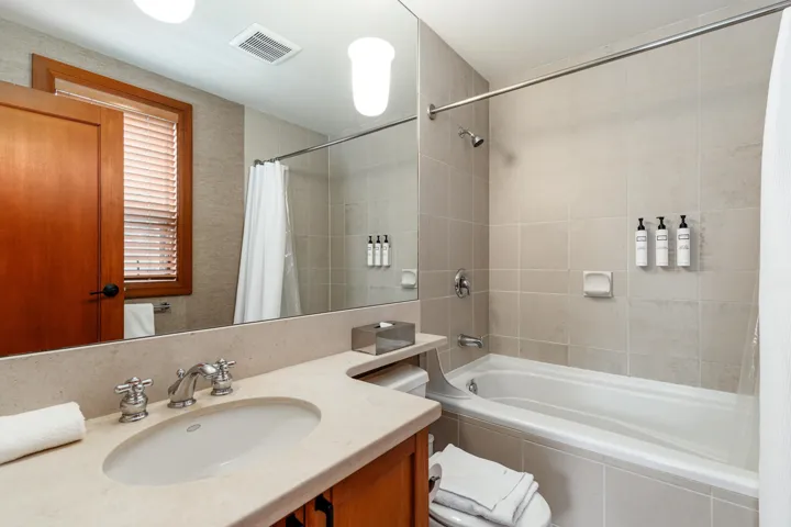 Bathroom featuring a wood-finish vanity with an integrated oval sink, a stone-finish countertop, and chrome fixtures