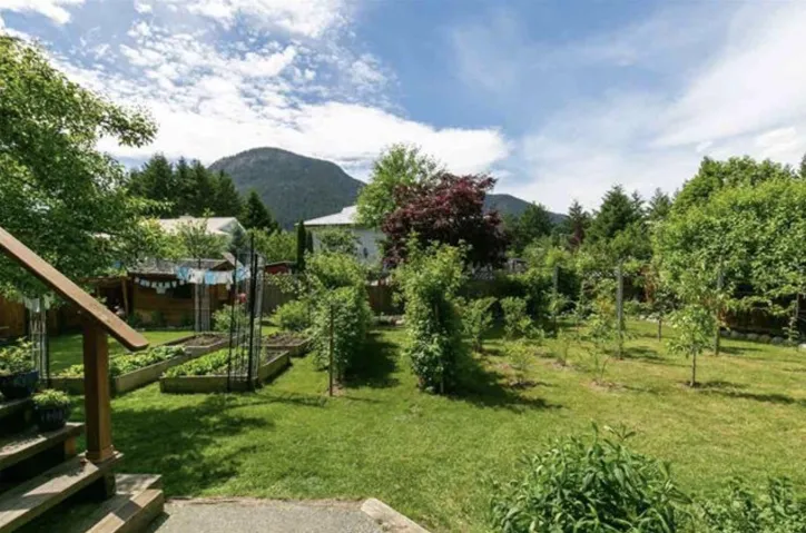 View of yard with a vegetable garden and a mountain view