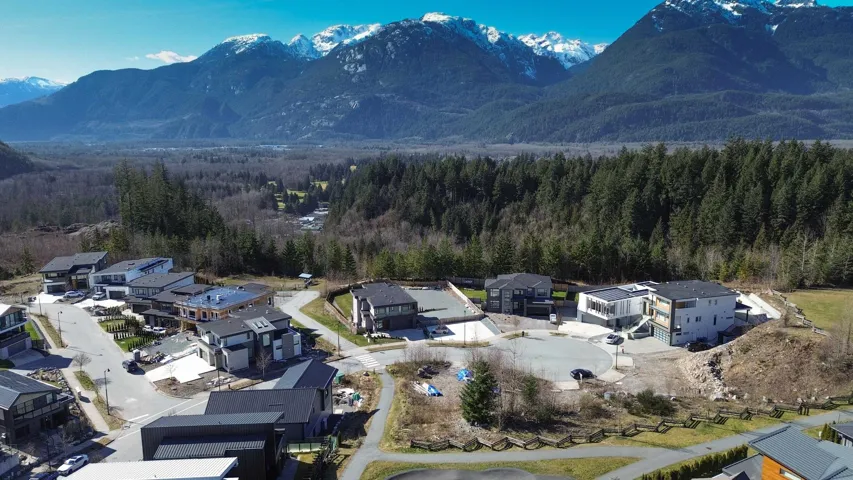 Birds eye view of property featuring a residential view, a mountain view, and a view of trees