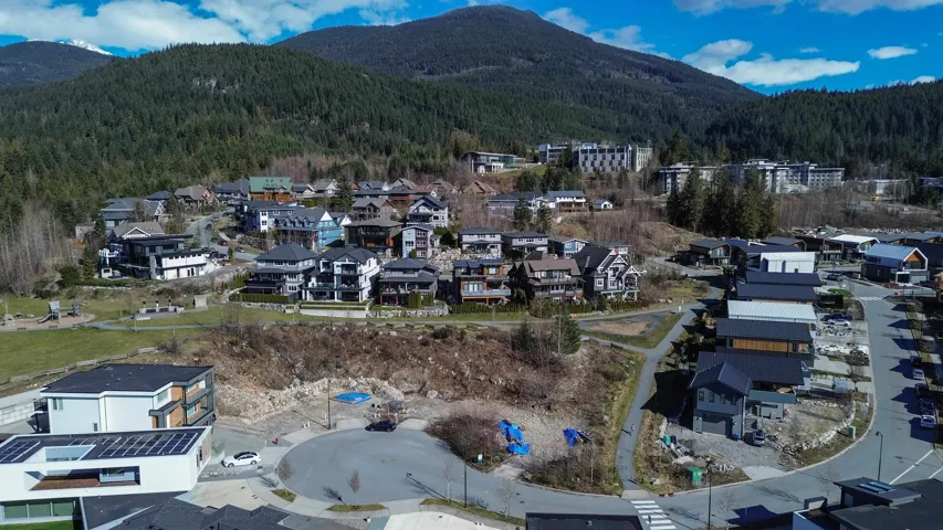 Birds eye view of property featuring a residential view, a mountain view, and a view of trees