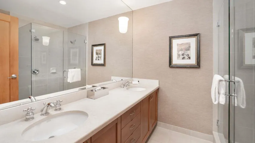Bathroom with double vanity.