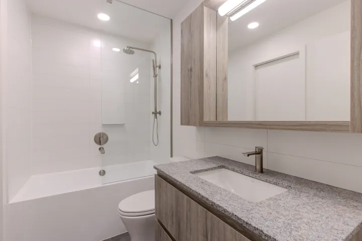 spa-inspired bathroom with rainfall shower head