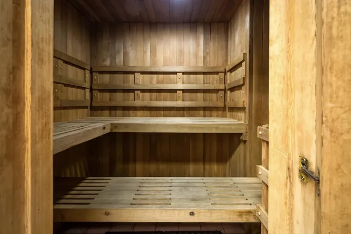 Sauna with wood walls