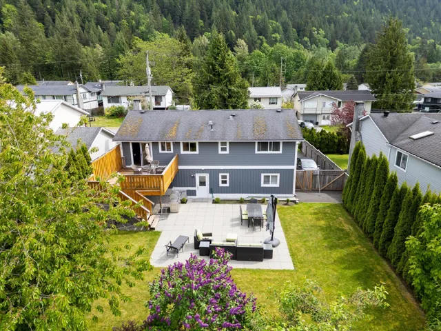 Aerial view of residential area with a forest