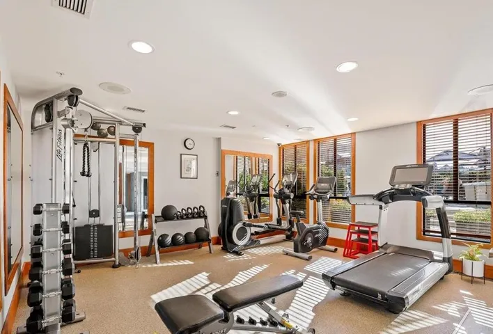 Gym with recessed lighting
