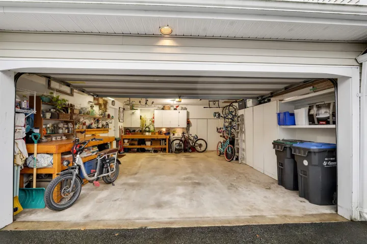 Garage with a workshop area