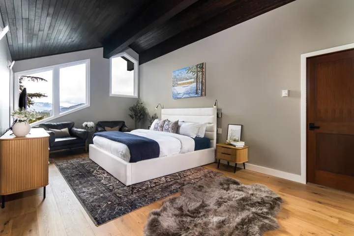 Bedroom with light wood-type flooring